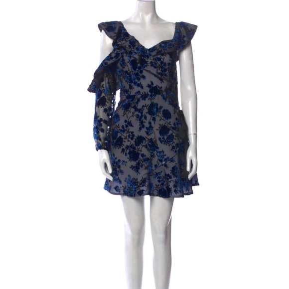 Self-Portrait Dresses & Skirts - Self-Portrait Floral Print Velvet Mini Dress